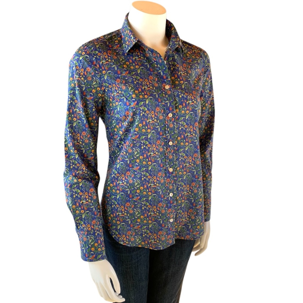 J.Crew Liberty Fabric Catesby print Botanical Bird Shirt Size 4